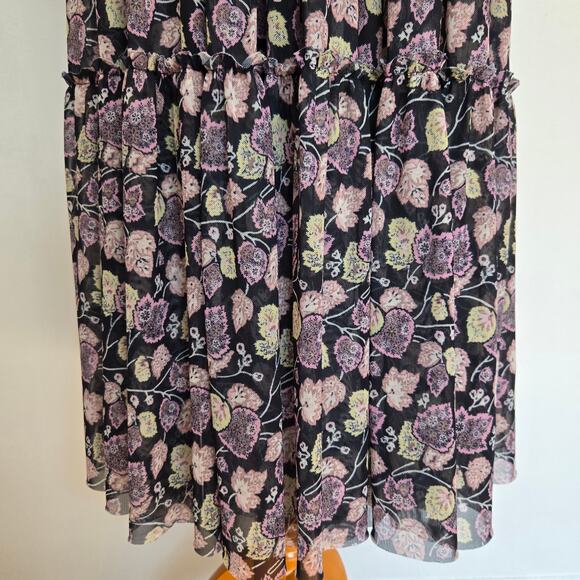 Cinq a Sept Kourt Midi Dress Printed Victorian High Neck Black Women 0 FLAWED - Picture 10 of 14